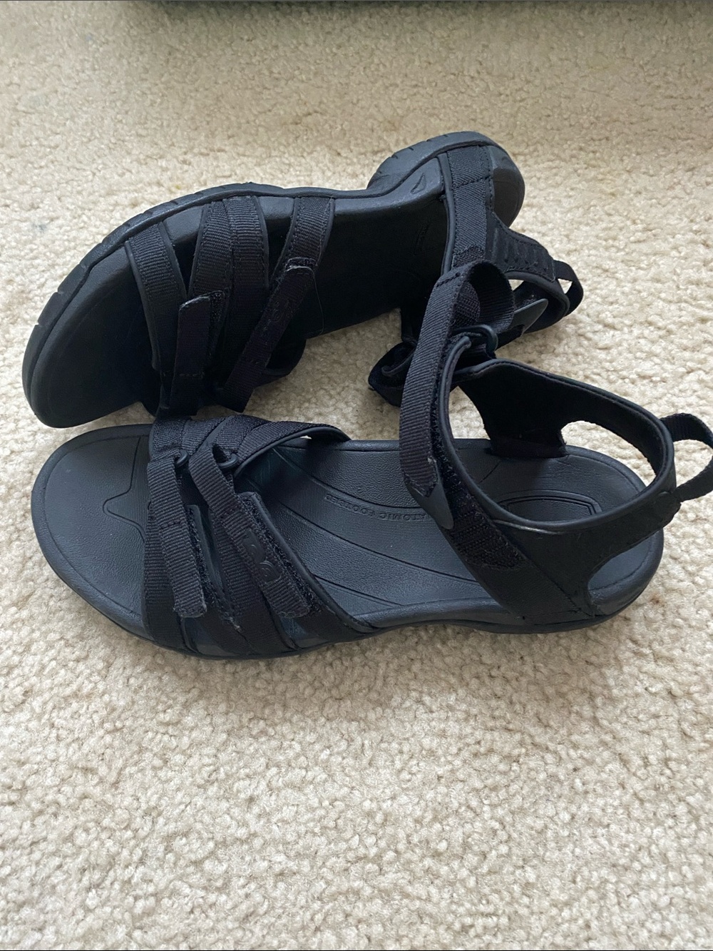 Reva black Women's Strappy Comfort Sandals 8